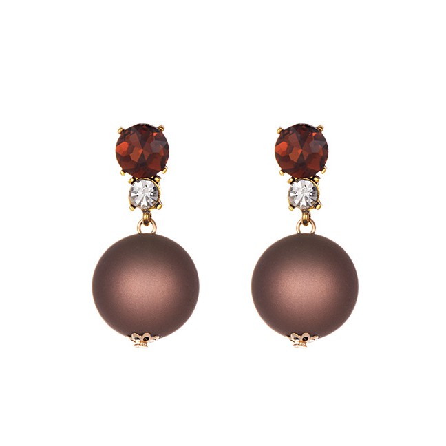 LRC Anting Tusuk Fashion Alloy + Resin Alloy Diamond-studded Ball Earrings F35273