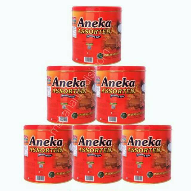 Biskuit AIM Aneka Assorted Bulat 350 gr 1 Dus isi 6 Kaleng Biskuit / Biskuit Lebaran