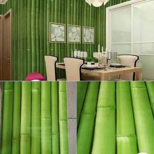 Wallpaper stiker dinding motif bambu polos