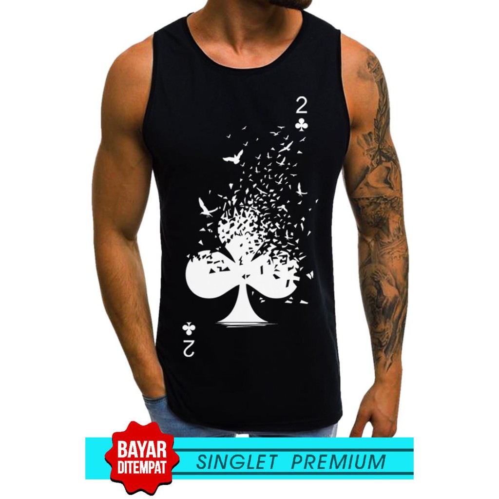 SINGLET LEKBONG PRIA (Kartu Poker) / SINGLET LEKBONG GYM /LEKBONG / SINGLET/KAOS DALAM PRIA/KUTANG