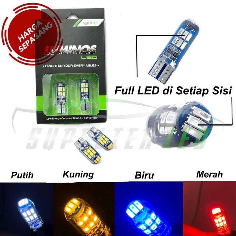 Lampu LED T10 Luminos 15 Mata Gel Jelly Senja Sein Sen Plat Mundur Rem