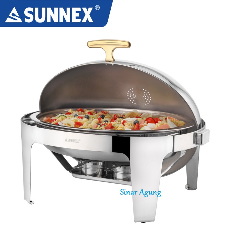 Chafing dish pemanas rolltop oval SUNNEX 9 liter