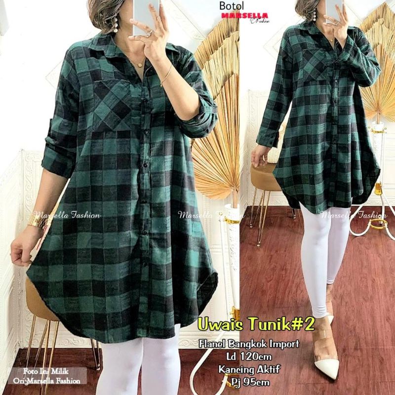 Uwais Tunik Matt Flanel Bangkok Import Tunik Flanel Tunik Wanita Kekinian Tunin Premium Tunik Jumbo 