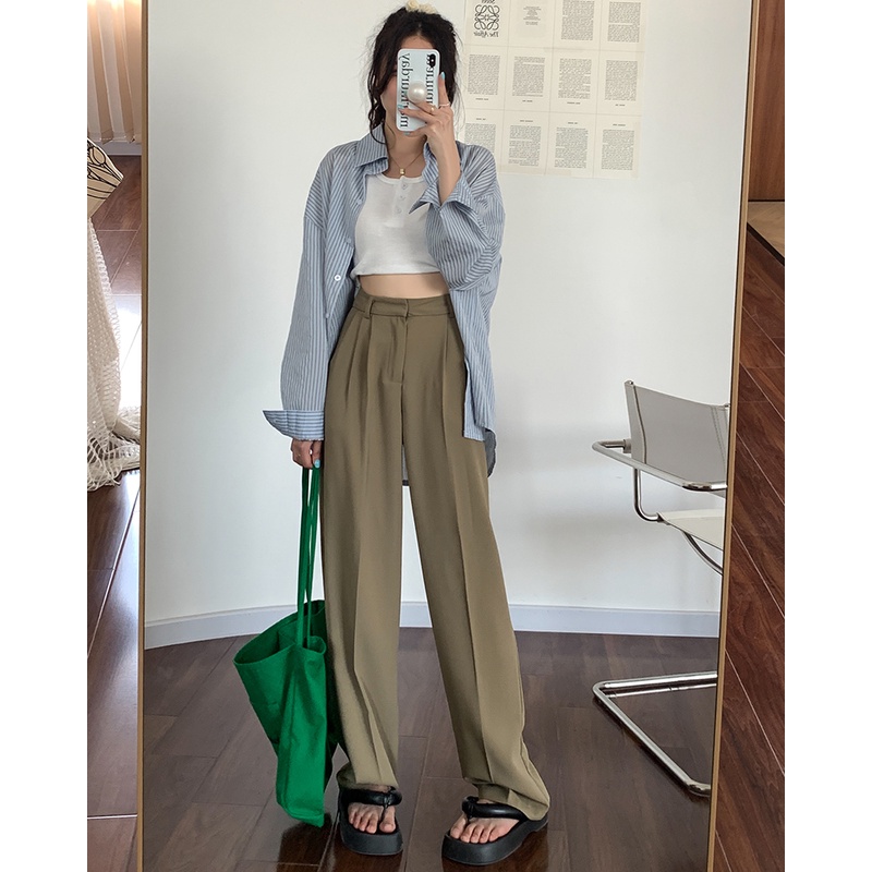 XIAOZHAINV Celana Wanita Korean Style High Waist Loose Pants 6786