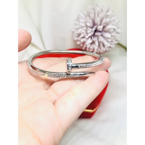 Gelang bangle titanium pake permata wanita
