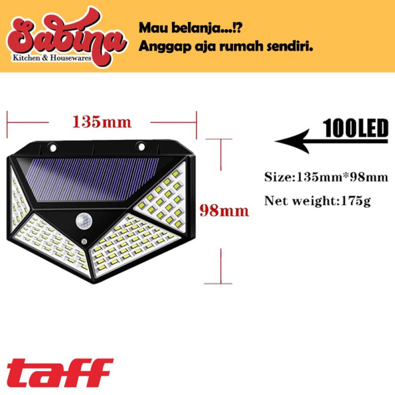 Lampu Taman Dinding Jalan Outdoor  Solar Panel Sensor Gerak PIR 100LED