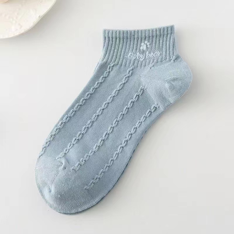 ♫ Megata ♫ A209 Kaos Kaki Wanita Motif Blue Bear Kotak Kaoskaki Fashion Korea Women Sock Import