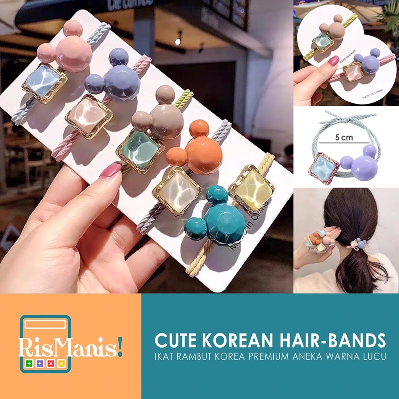 CUTE KOREAN HAIR-BANDS Ikat Rambut Karet Import Kualitas Premium Korea Aksen Berlian Karakter Kartun