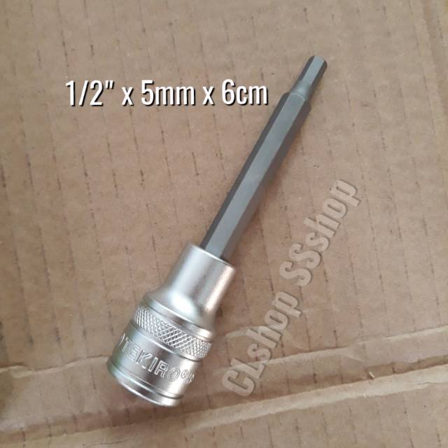 MATA OBENG KETOK HEX BIT 5mm x 1/2" x 6cm kunci L hexagon 5 mm x  6cm treker gedor cakram cvt