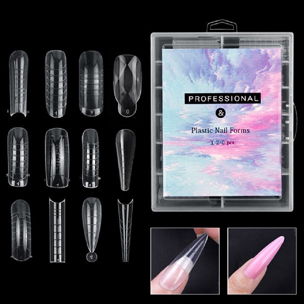 [OOID] 120pcs Kit Plastic Curve False Nails Art Dual Form French Tips Gel Extension ID