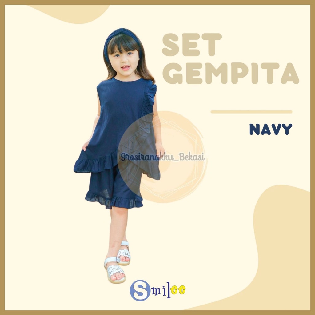 Setelan Anak Rayon Gempita Smilee Warna Navy Size 1-5 Thn