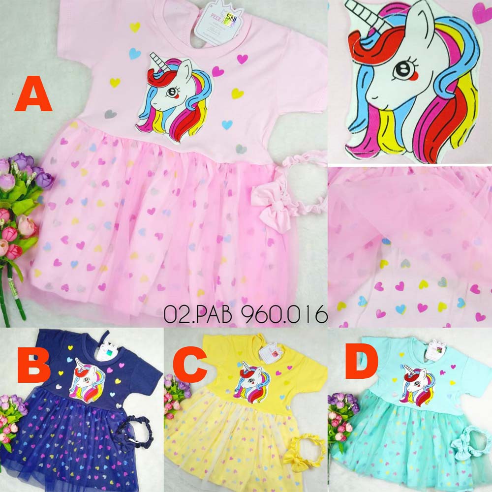 Dress Bayi Perempuan 0-6 Bulan Kaos Cantik Murah Unicorn