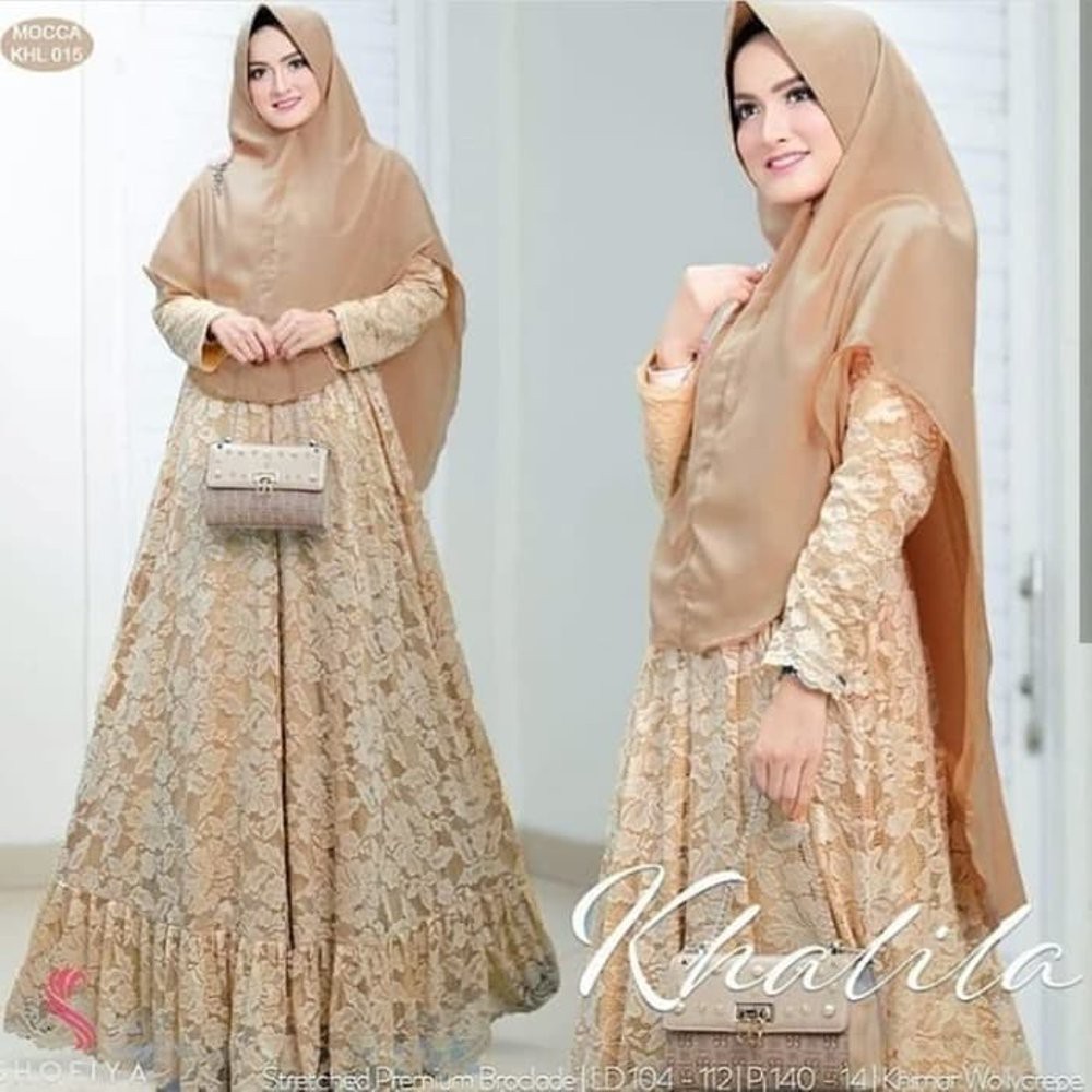 TERLARIS PROMO GAMIS BRUKAT PREMIUM Baju Gamis Syari Gamis PLUS Hijab KHALILA SYARI Terbaru muslima
