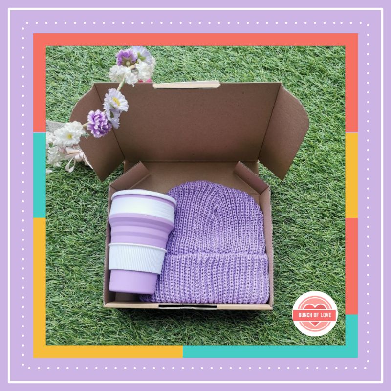 

BISA COD - HAMPERS GIFT BOX F/ KADO / SET (BEANIE) LILAC, DUSTYPINK, MUSTARD