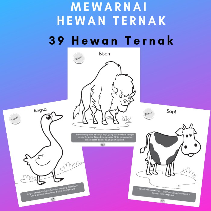 Buku Anak Mewarnai Buku Mewarnai Hewan Ternak Shopee Indonesia