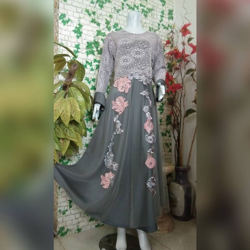 sale gamis pesta/silver dc