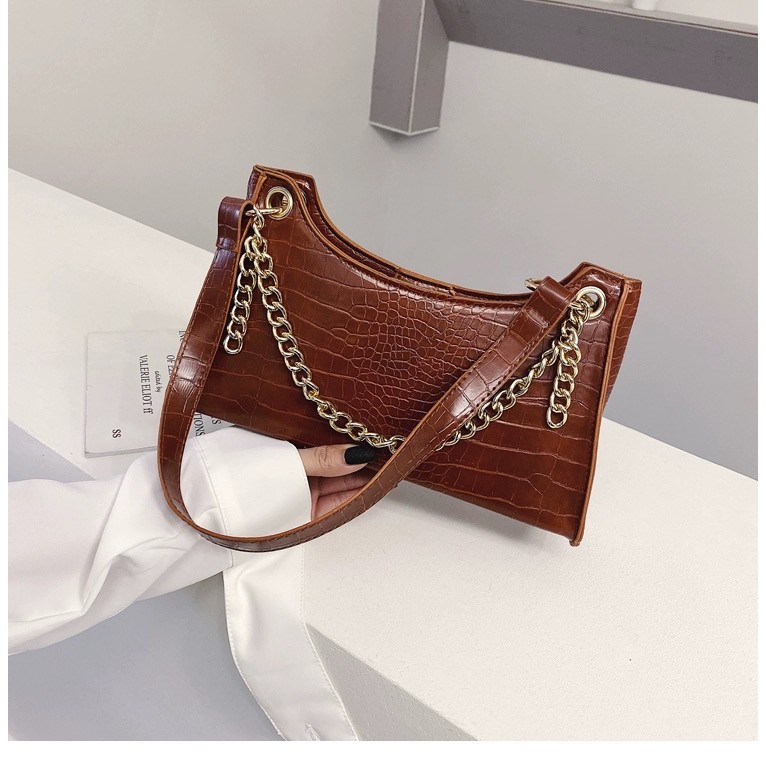 Tas Shoulder Bag Wanita Import Tas Bahu Croco Model Terbaru - Tas Fashion Korea Import Kekinian - Tas Wanita Terbaru - Tas Wanita Import - Tas Viral Wanita - SL47