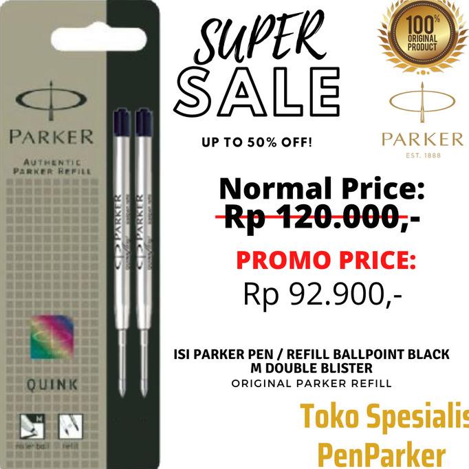 

PROMO Isi Parker Pen / Refill Ballpoint Black M Double Blister/PULPEN GEL/PULPEN LUCU/PULPEN 1 PACK/PENSIL WARNA/PENSIL 2B/PENGHAPUS JOYKO/PENGHAPUS LUCU/RAUTAN PENSIL PUTAR/RAUTAN ELEKTRIK/SPIDOL WARNA/SPIDOL PERMANEN/SPIDOL WHITEBOARD/CORRECTION TAPE