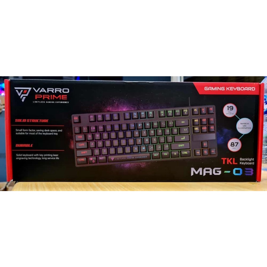 VARRO PRIME GAMING KEYBOARD TKL RAINBOW LED MAG-03 mag03 mag3