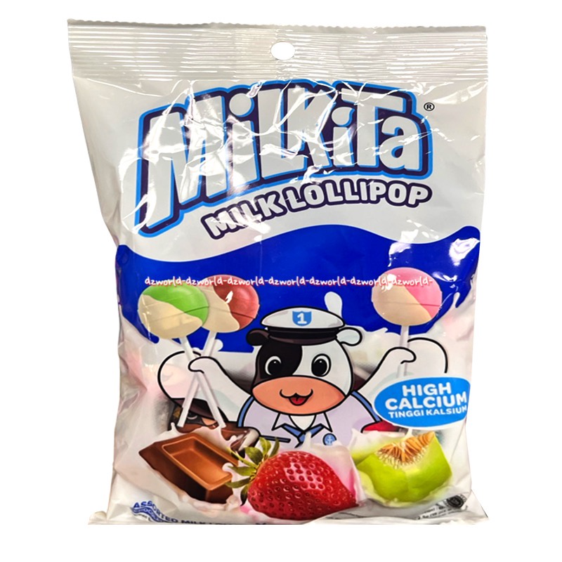 Milkita Assorted 15pcs Milk Lollipop Permen Susu Lolipop Aneka Rasa Milk Kita Milk Candy Cendi permen Tangkai Loli Pop