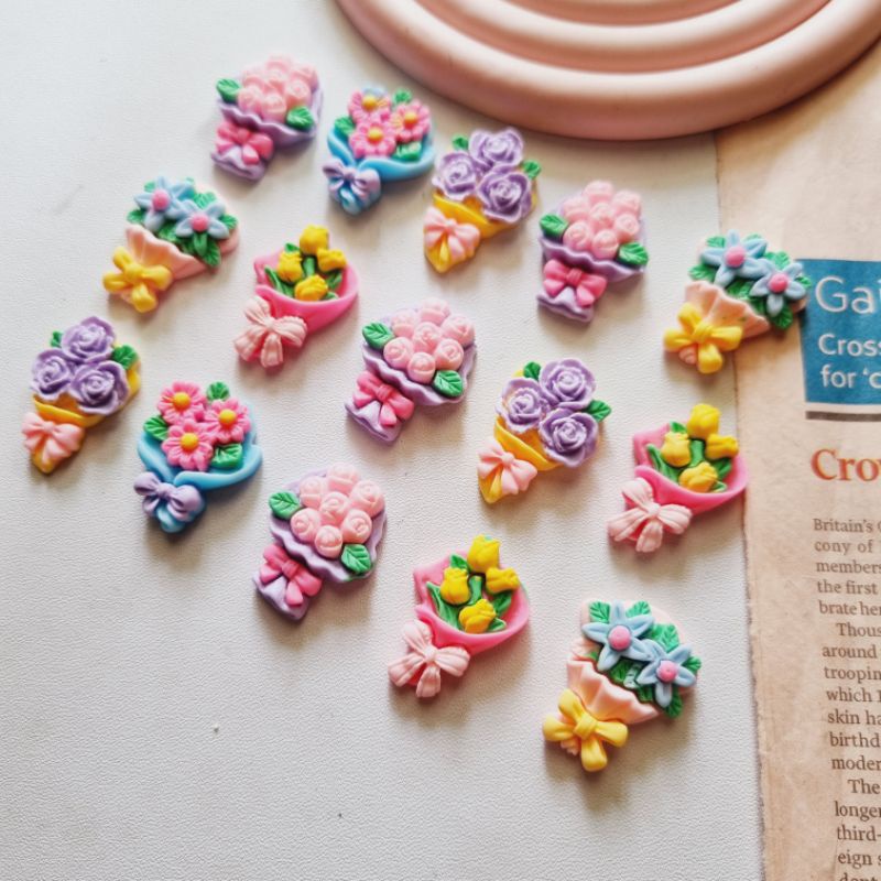 5pcs Resin Karakter FLOWER Resin Clay Inport Clay/Resin Karakter Bunga Grosir Clay Resin Resin Cute 