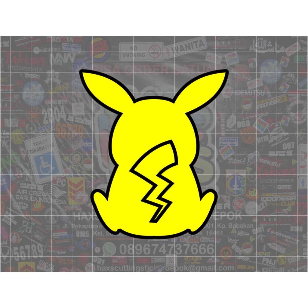 Cutting Sticker Pikachu Pokemon Lis Hitam Ukuran 8 Cm Untuk Mobil Motor