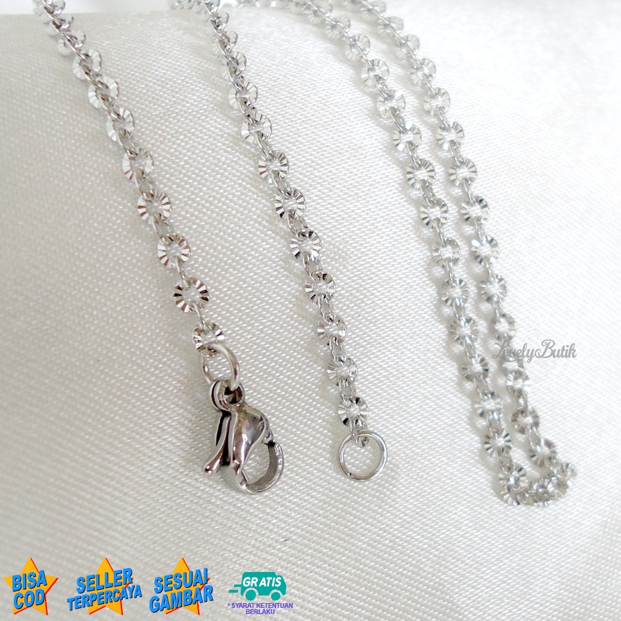 Lovelybutik - Kalung Polos Titanium Rantai Kalung Anak Titanium Model Rantai Nori Donat 35 Cm Panjang Rantai