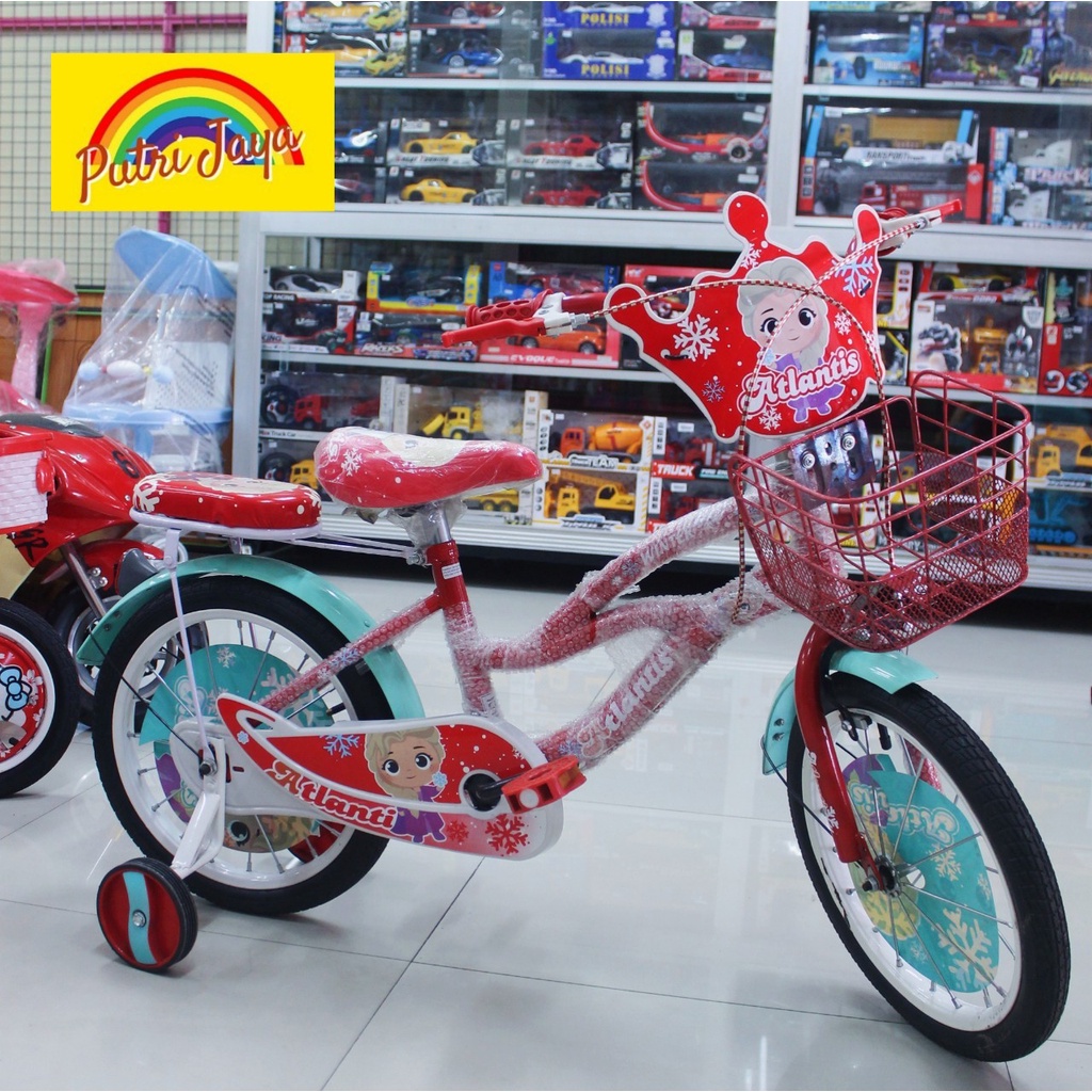 Sepeda Anak Roda Empat Cewe 16 inch Atlantis Frozen Winter