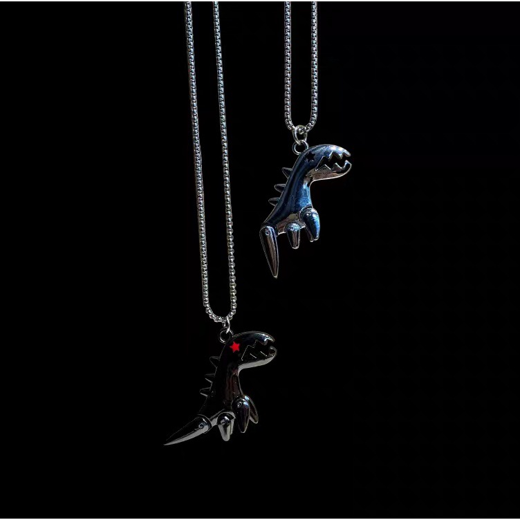 Korea in Harajuku vintage dinosaurus liontin Hip Hop Disco all-match kalung pria dan wanita sweter r