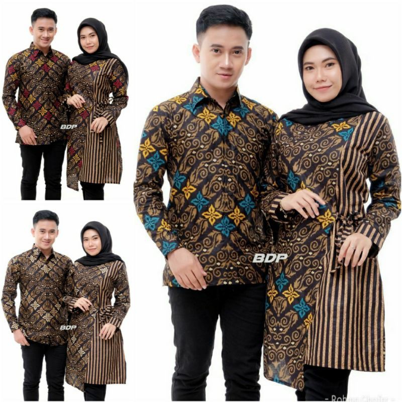 COUPLE BATIK WANITA TUNIK ATASAN MOTIF MORENA PUTIH SERAGAM BATIK