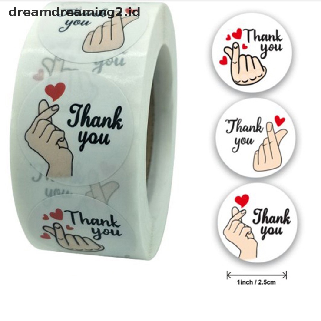 500pcs / Roll Stiker Label Segel Desain Thank You Untuk Alat Tulis
