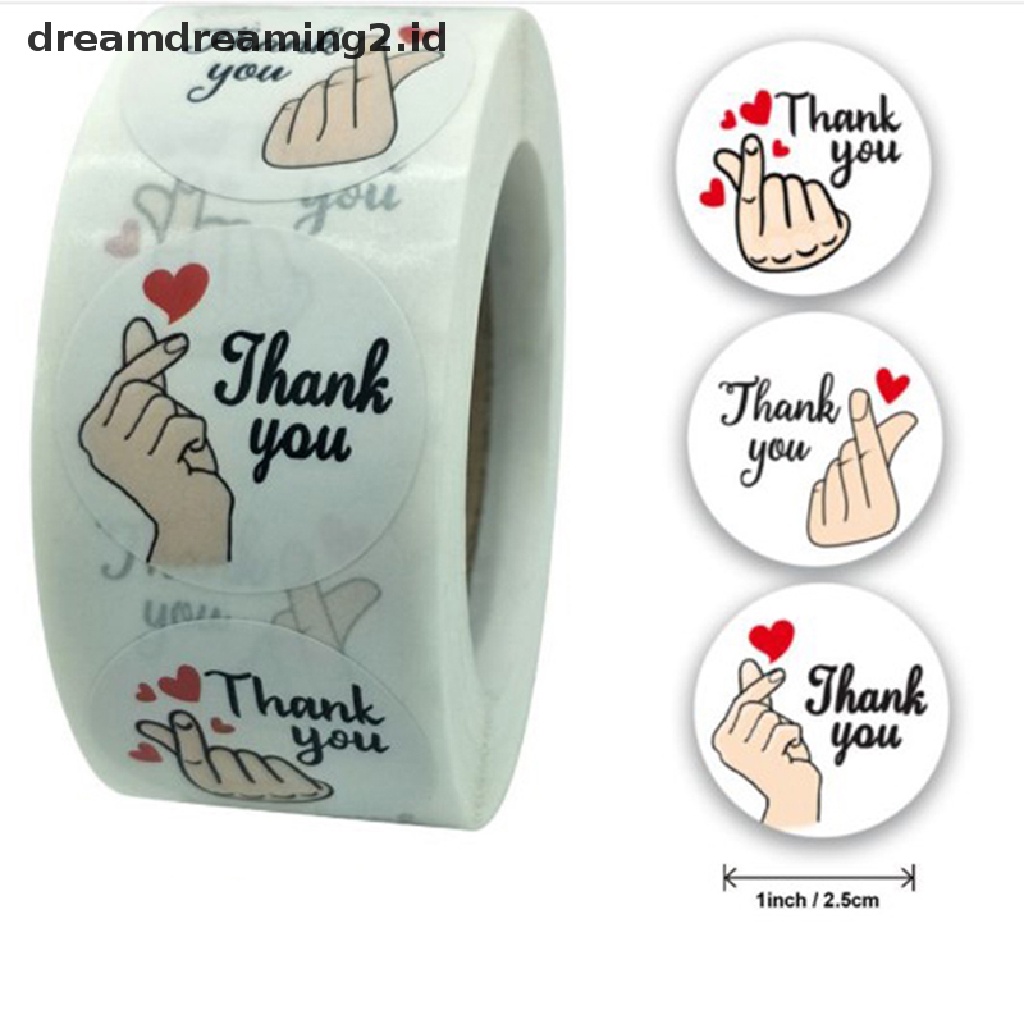 500pcs / Roll Stiker Label Segel Desain Thank You Untuk Alat Tulis