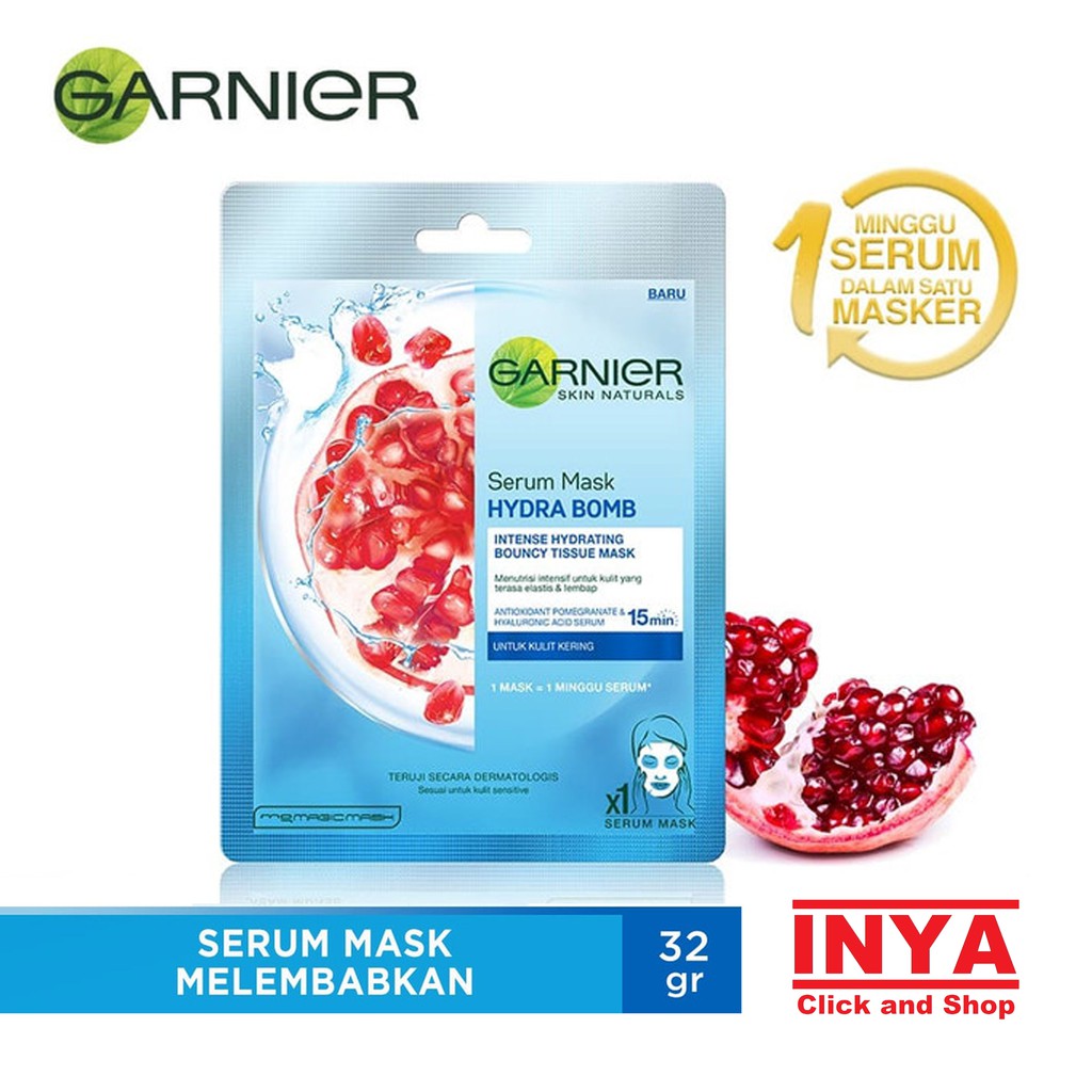 GARNIER SERUM MASK HYDRA BOMB POMEGRANATE 32gr - Masker Wajah