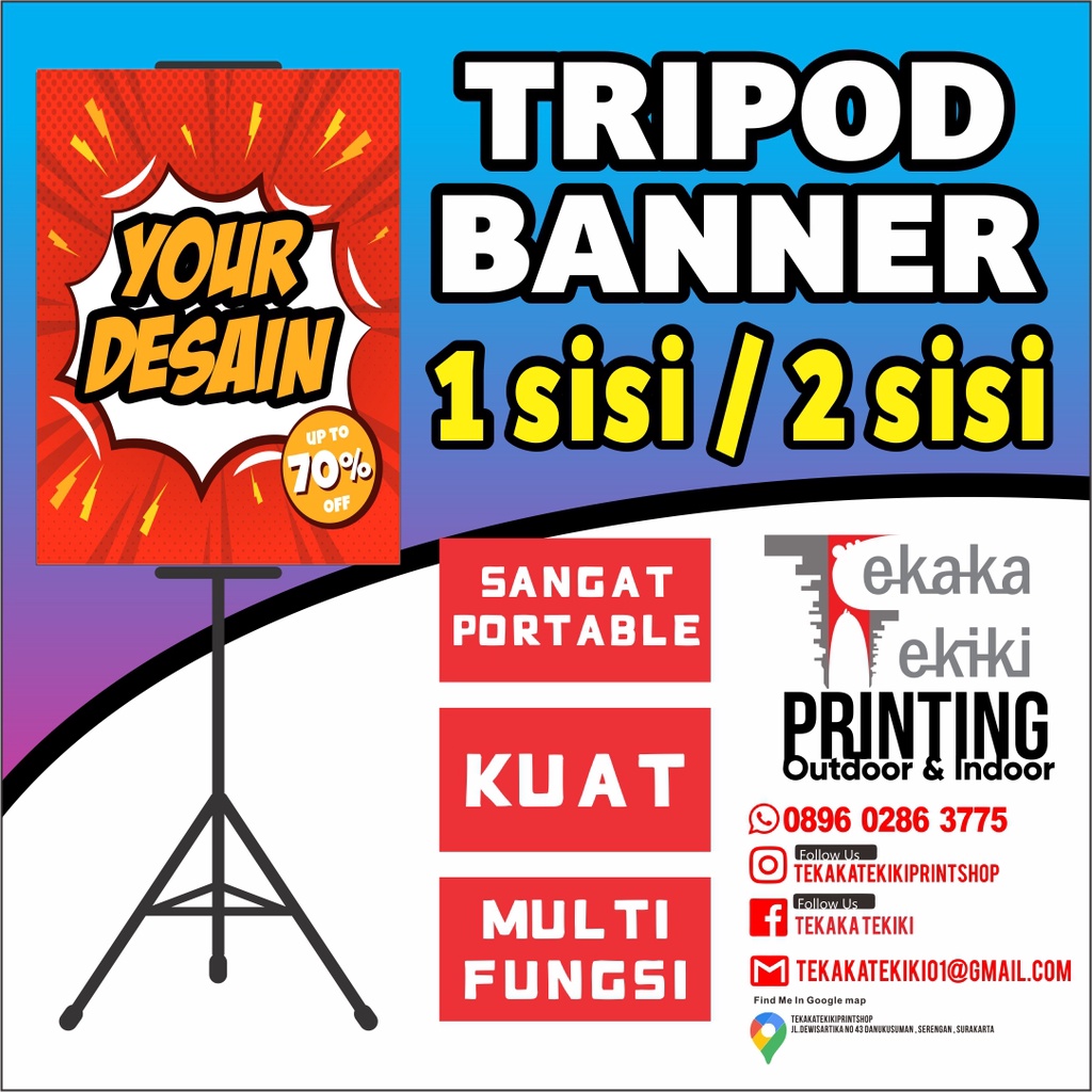 Tripod Stand Display Banner Poster 1 Sisi / 2 Sisi FOAM BOARD