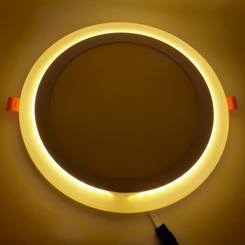 RC Lampu Led Panel BULAT INBOW 2 Warna 18w Tengah Putih + 6w Lis Kuning SNI (DL 24,2cm / DD 20cm)