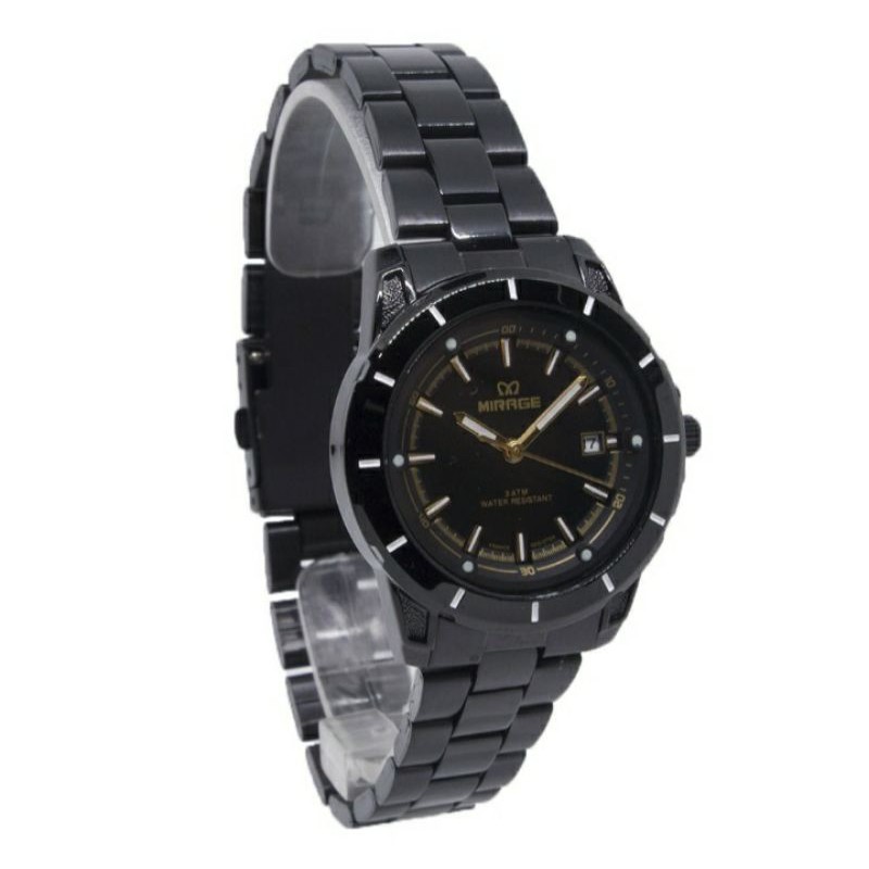 jam tangan wanita;MIRAGE M8713BRP-Lhitam full~ORIGINAL WATER RESISTANT~TGL~STAINLEES