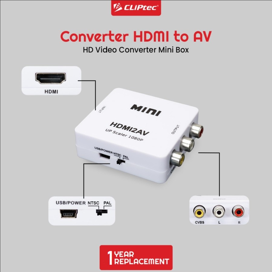 Converter CLIPtec Mini Box CL-CV HR HDMI TO AV FHD 1080P