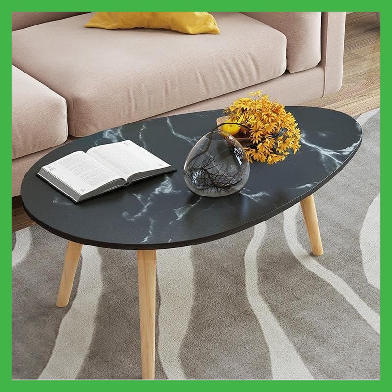 NEW MEJA RUANG TAMU MOTIF SHABBY CHIC MOTIF OVAL MARMER HITAM.