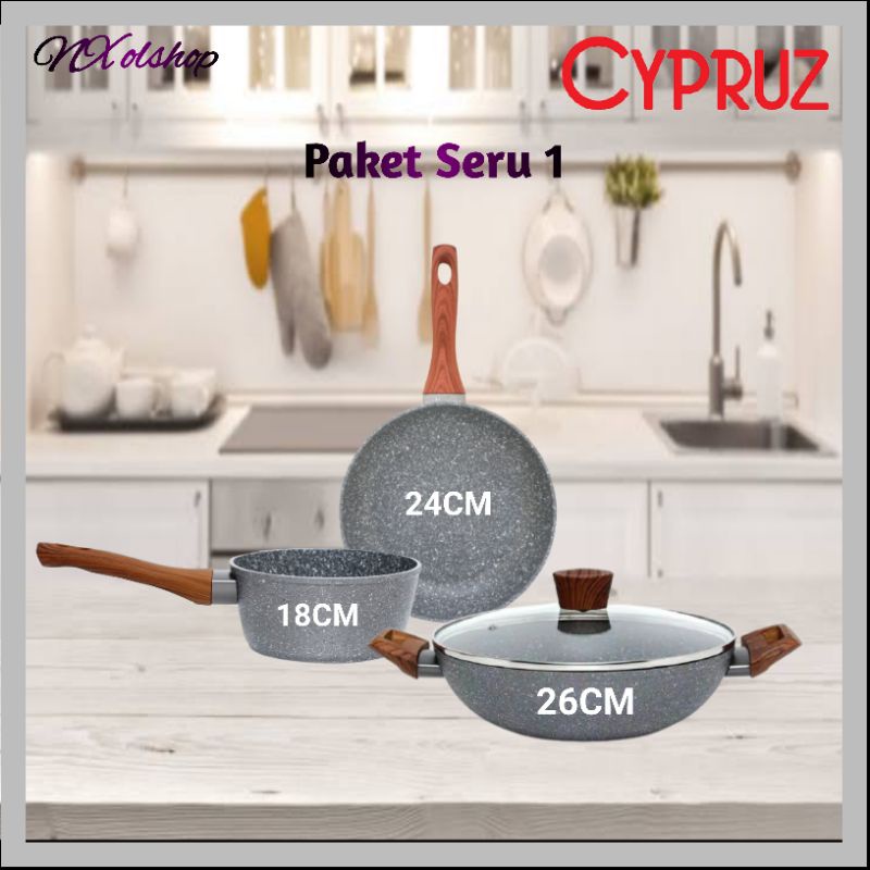 Cypruz - Paket Seru1 Panci Wajan Cypruz Set Alat Masak Pengorenggan Anti Lengket