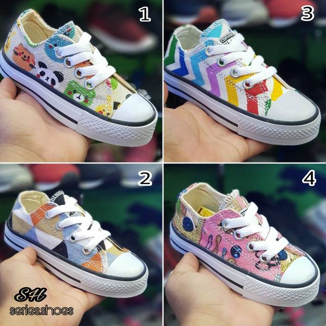 SEPATU ANAK CONVERSE MOTIF KARTUN/ KARAKTER TALI PENDEK / LOW
