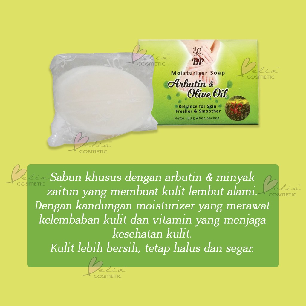 ❤ BELIA ❤ SYB Sabun Pelembab Arbutin &amp; Olive Oil | Moisturizer Soap 50g Sabun Bibit Pemutih (✔BPOM)