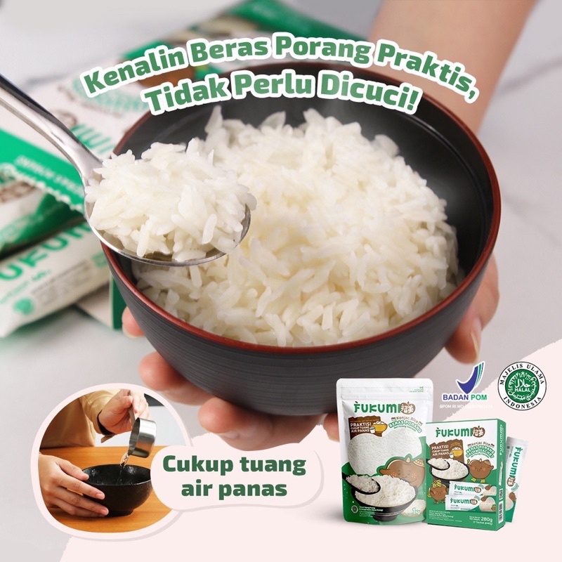 Fukumi Beras Porang Sachet Tidak Perlu dicuci Hanya Tuang Air Panas Praktis Traveling Beras Anak Dewasa Sehat Sachet Shirataki Konjac Rice Diet