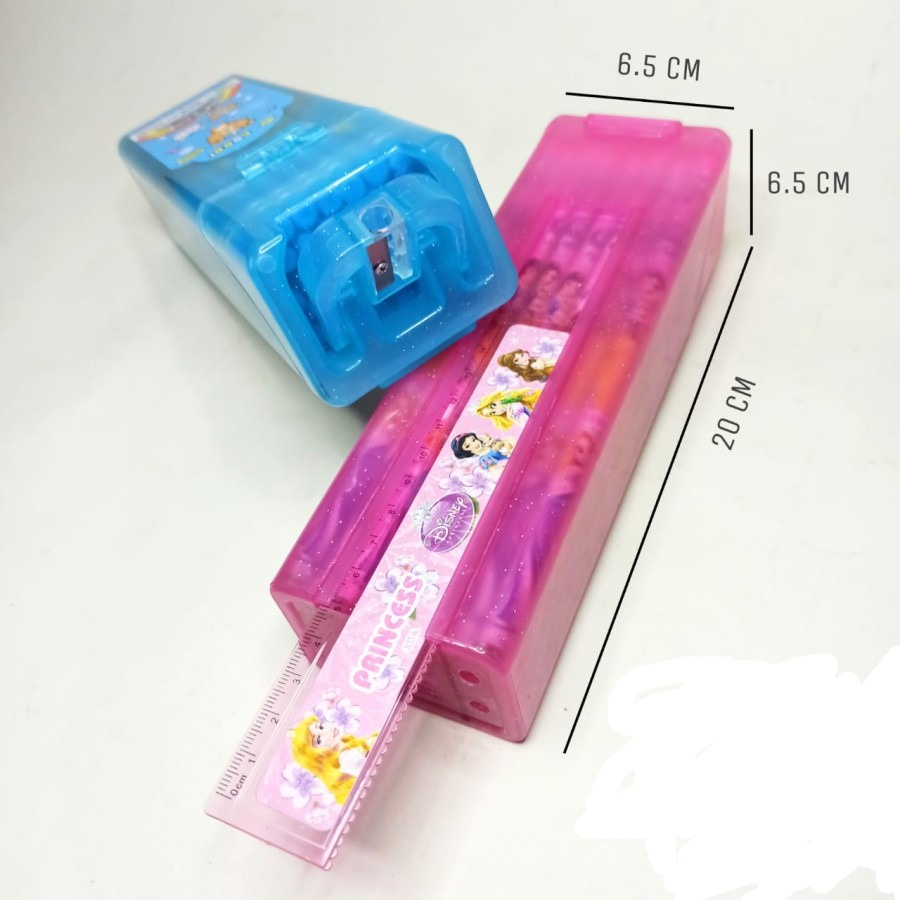 

SJS Pencil+Ruler+Pencil Box+Rautan/Pensil Case Plastik Set/Paket