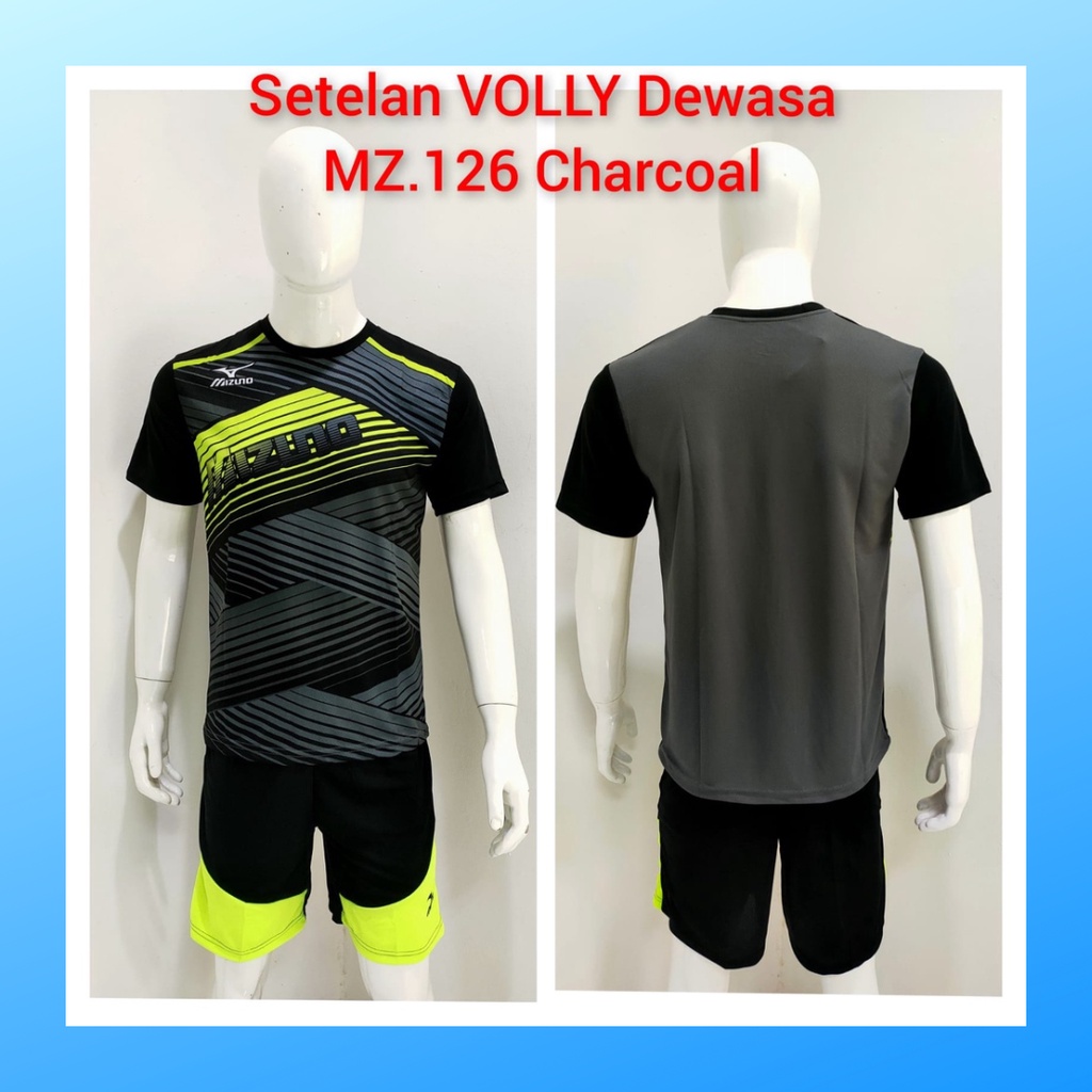 Kaos bola voli pria jersey volley ball baju dan celana setelan wanita dewasa t-shirt outfit seragam jarsey kostum pakaian olahraga apparel sport jersy volly casual jersi suit MZ126 charcoal