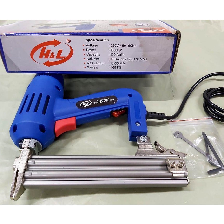 MESIN STAPLES ELETRIC GUN H&amp;L F30/ Stapler Staples Gun Electrik/ELECTRIC STAPLES/MESIN TEMBAK PAKU