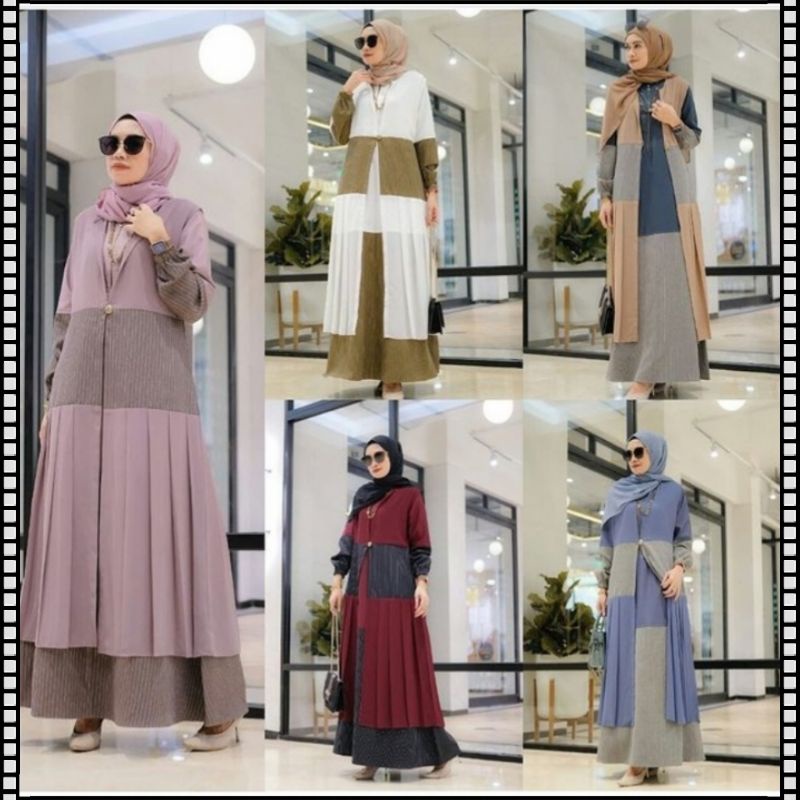 Ready Siap Kirim "Best Seller Alika Dress Set Outer Blazer ORI By Dcl Premium gamis katun royal