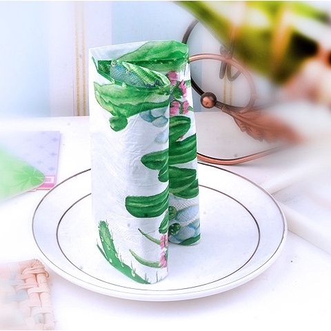 Green Printed Cactus Napkin Cafe Wedding Party Tissue Disposable Napkins Placemat Napkin Kitchen  Catering