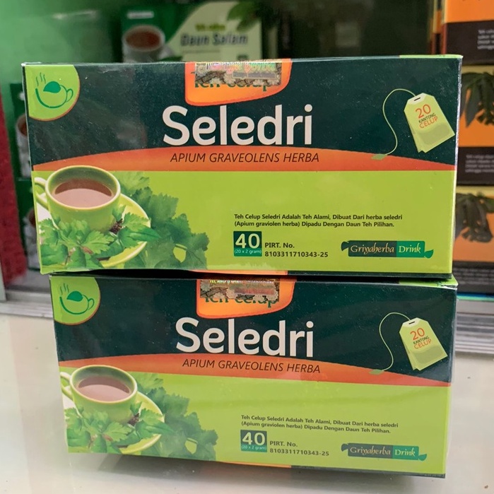 Teh herbal seledri Griya herba 20 kantog bermanfaat untuk mengobati darah tinggi