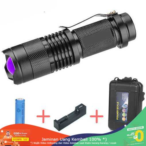 (BISA COD) RVOSTR LED Senter LED 395nm UV + Baterai + Charger + Box Pocketman P1