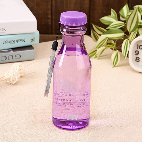 Botol Minum Unik BPA Free Anti Tumpah  / Tempat Botol Air Minum - X447-Ungu